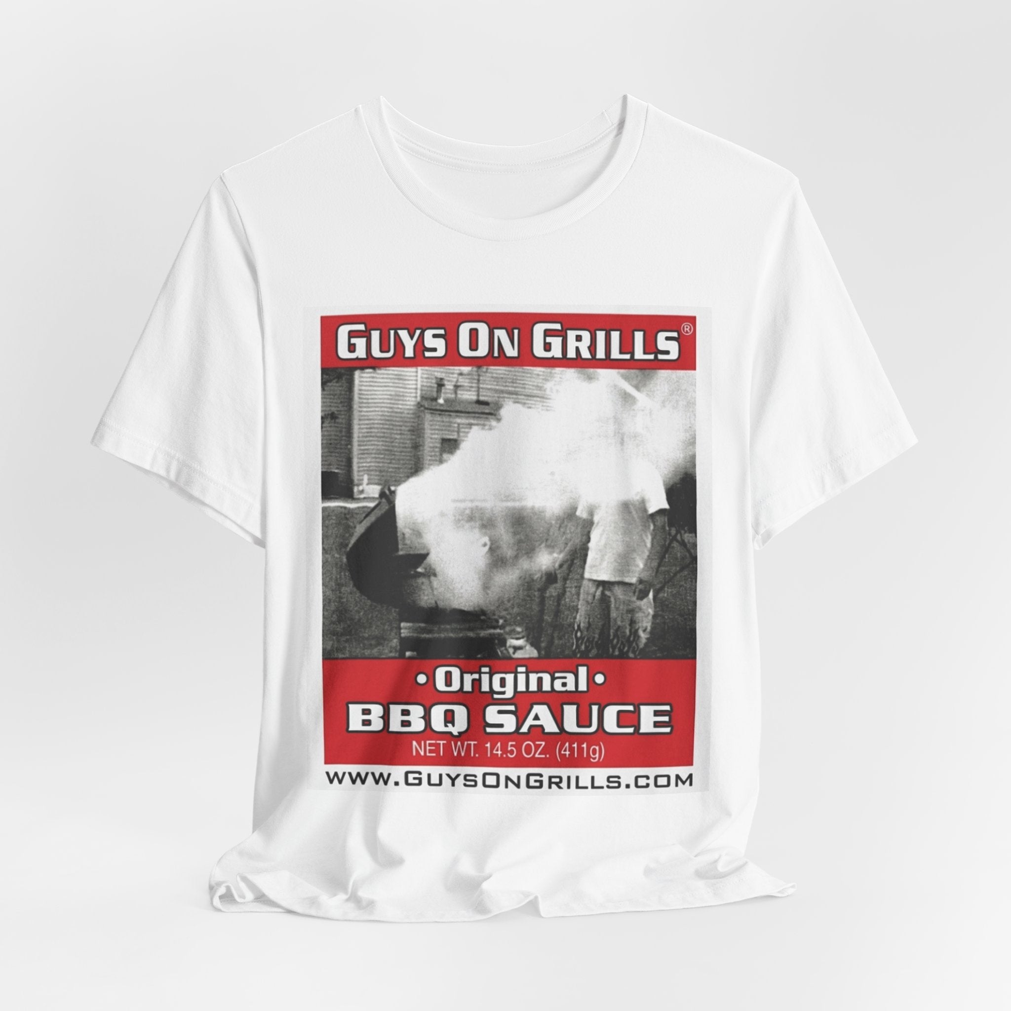 Guys On Grills BBQ Sauce T-Shirt — Retro Barbecue Label Grill Tee
